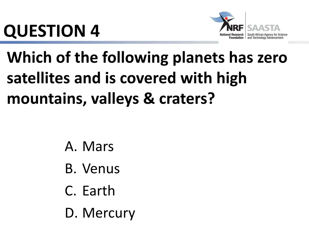 question 4 which of the following planets