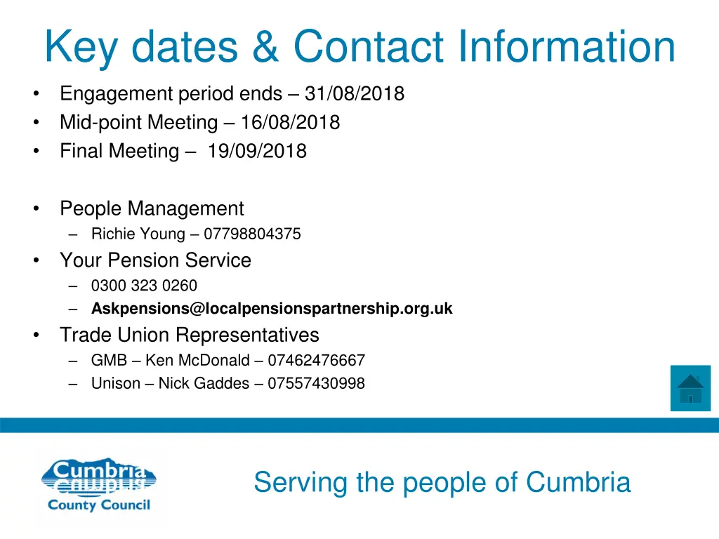 key dates contact information engagement period