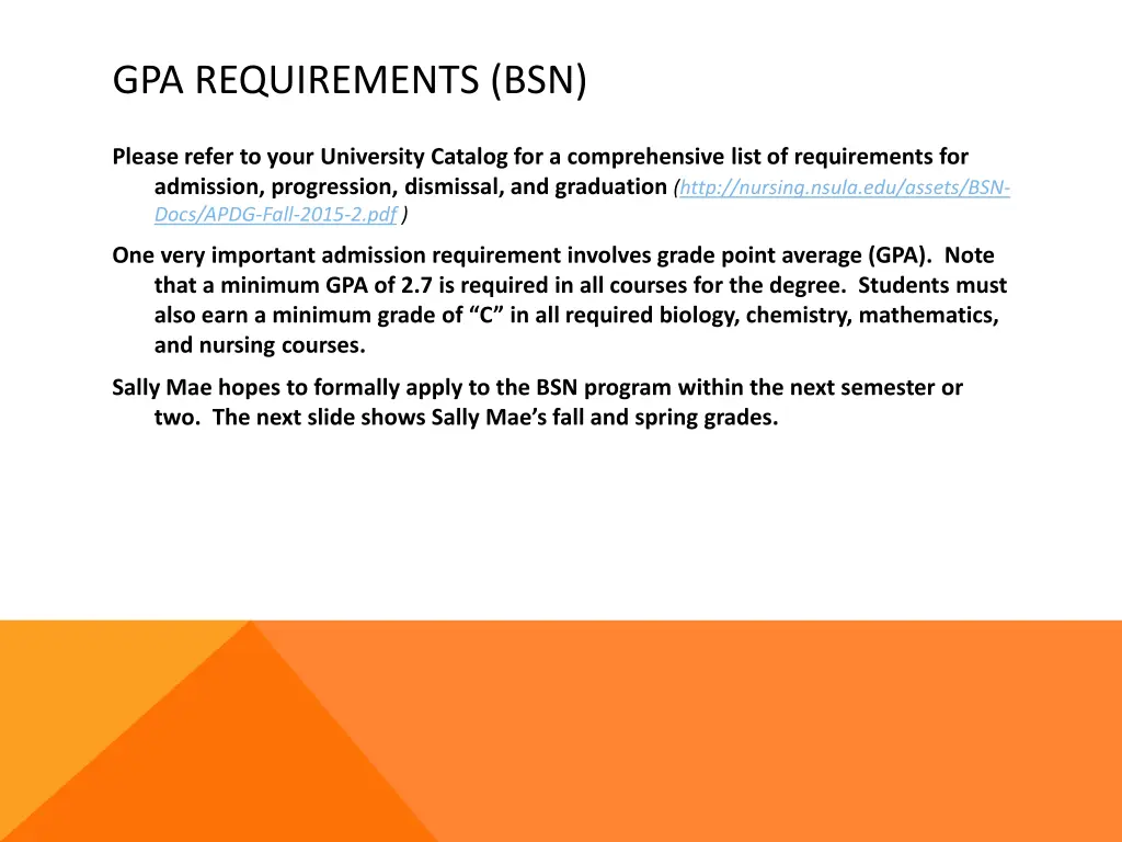 gpa requirements bsn