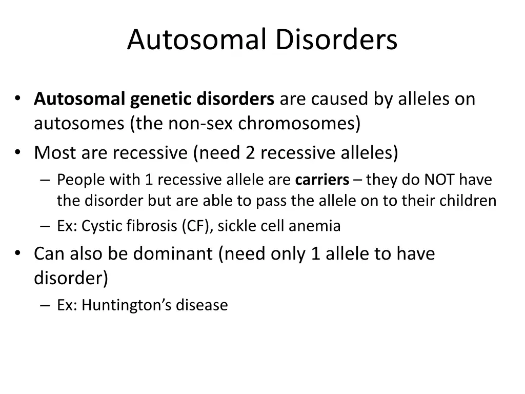 autosomal disorders