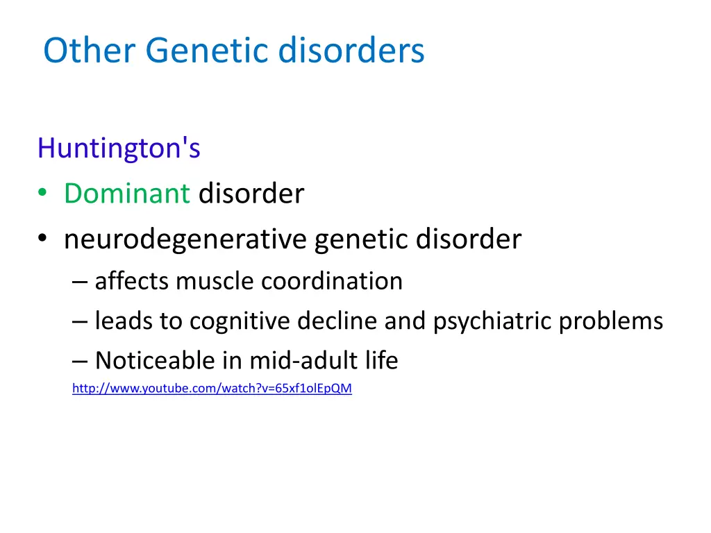 other genetic disorders