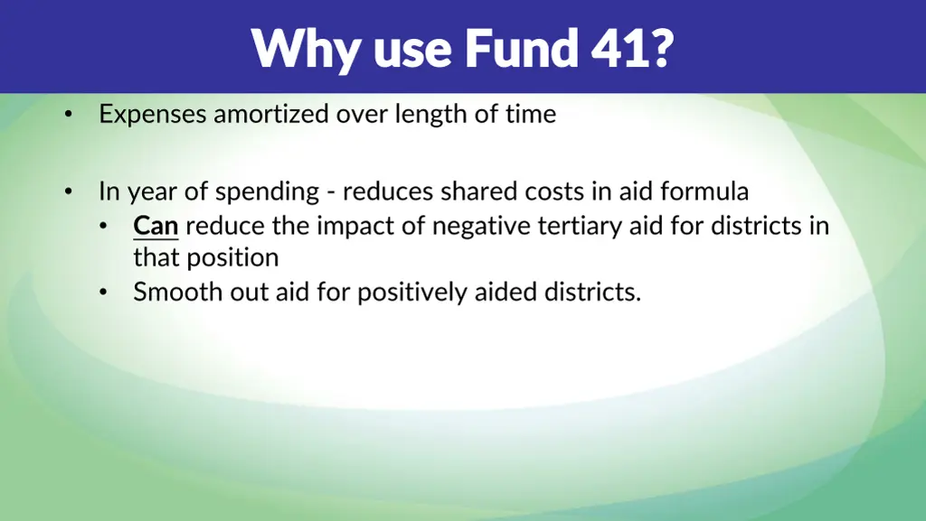 why use fund 41 why use fund 41