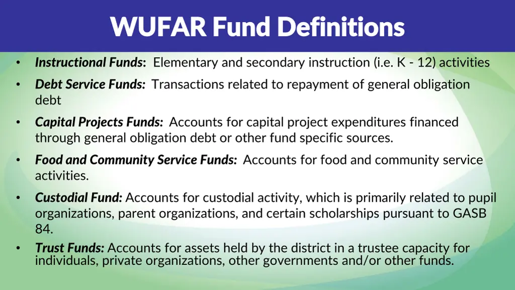 wufar fund definitions wufar fund definitions