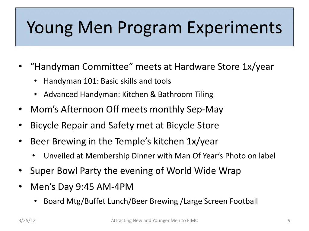 young men program experiments