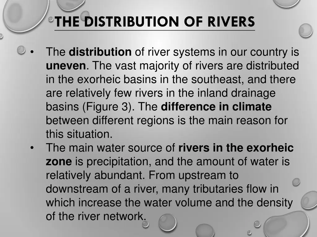 the distribution of rivers