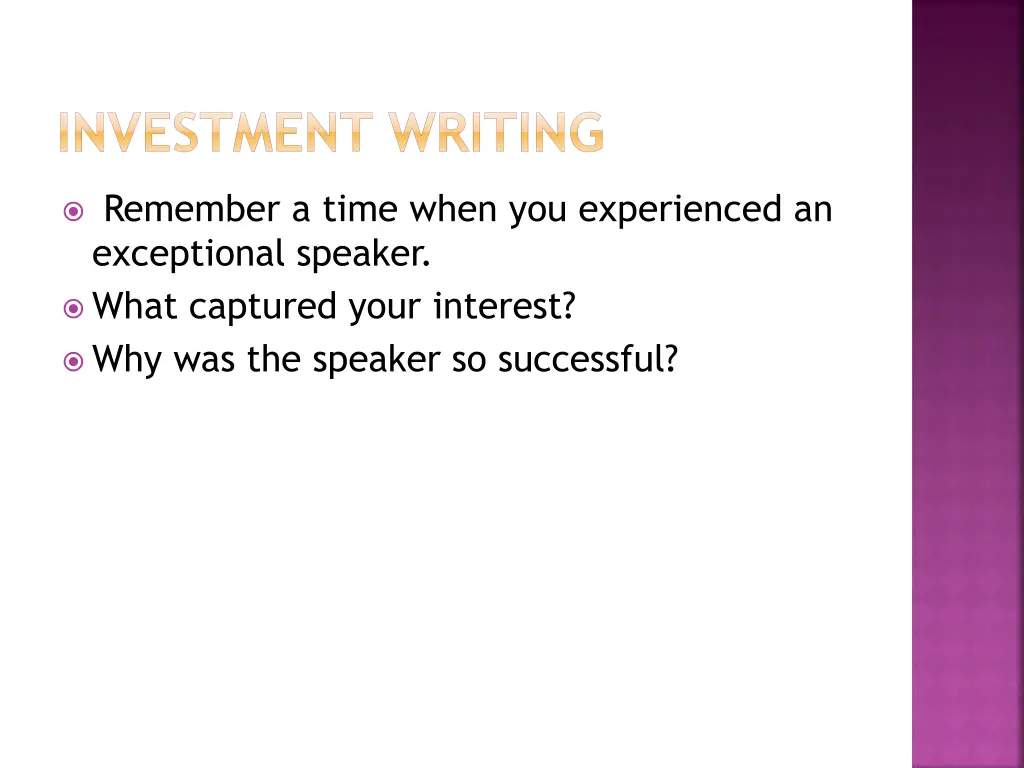 investment writing