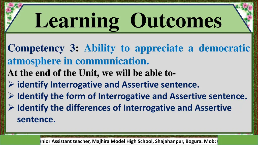 learning outcomes