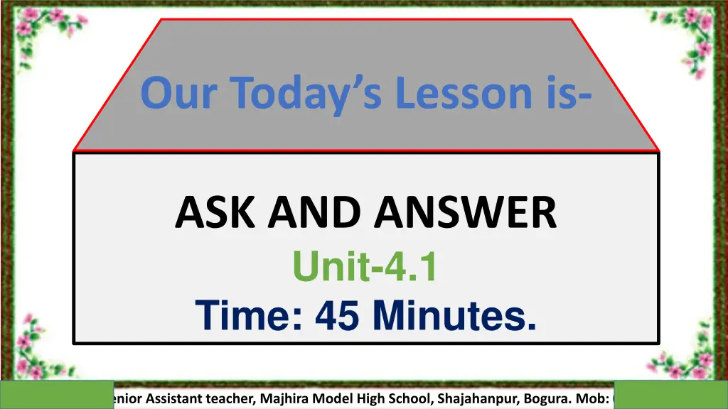 our today s lesson is