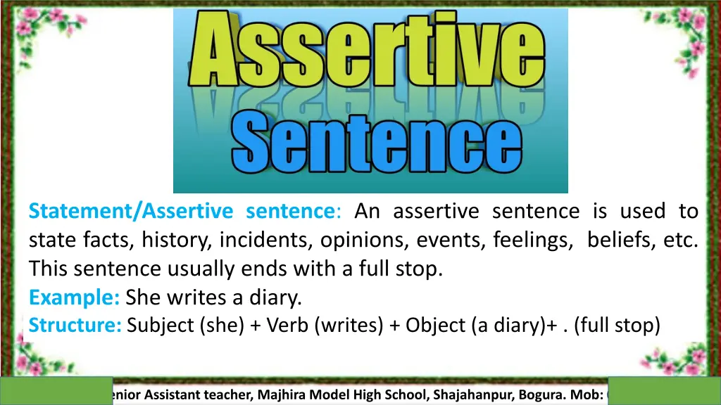 statement assertive sentence an assertive