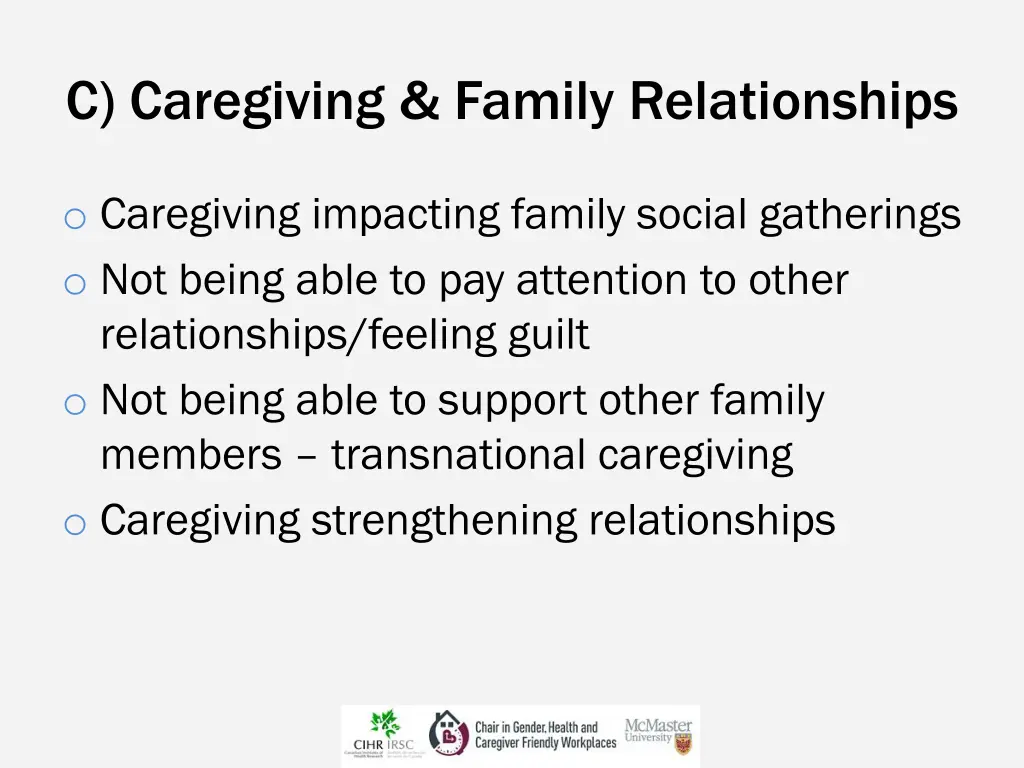 c caregiving family relationships