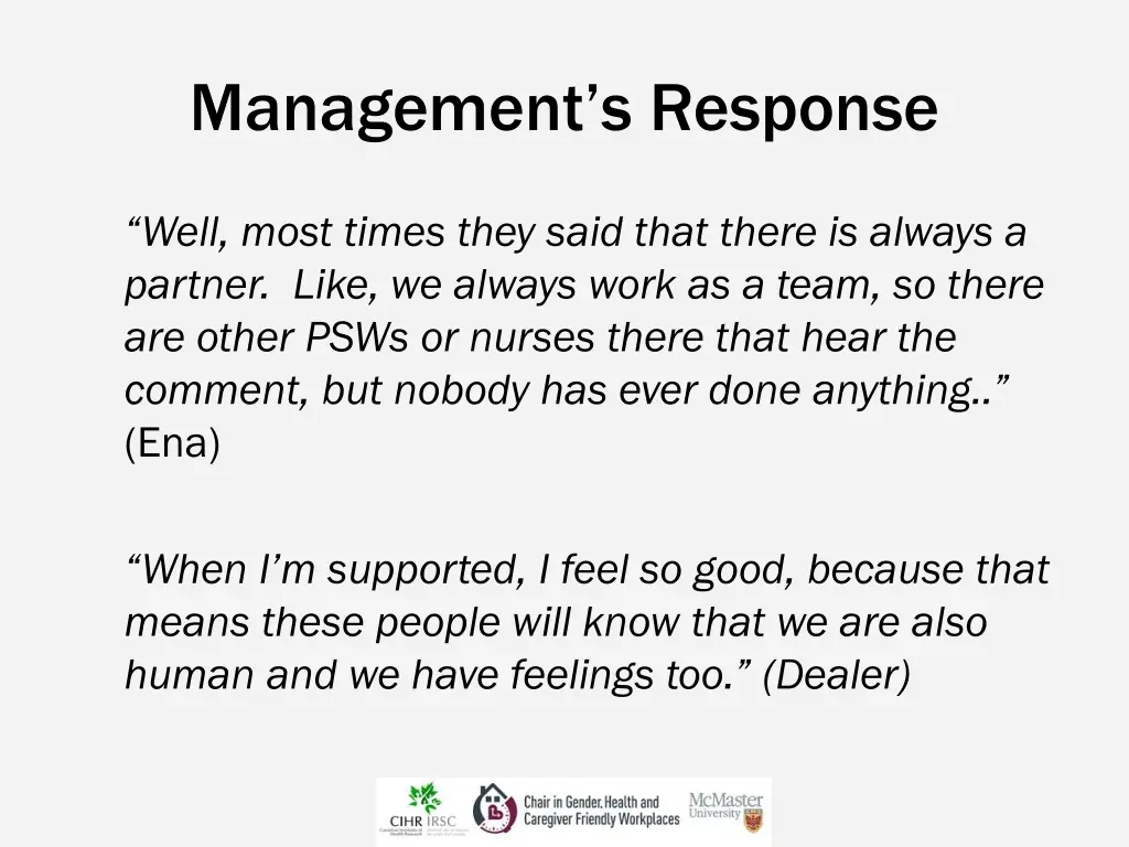 management s response