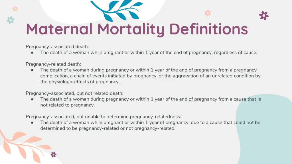 maternal mortality definitions