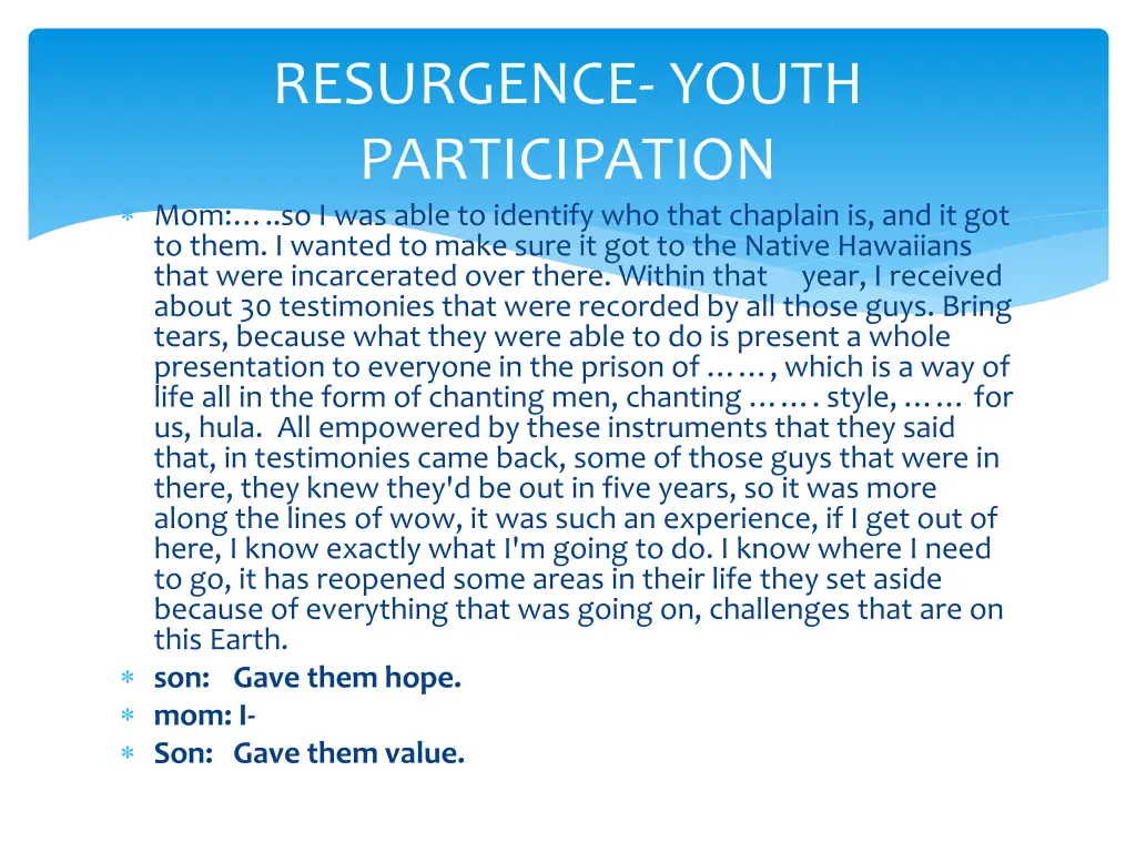 resurgence youth participation