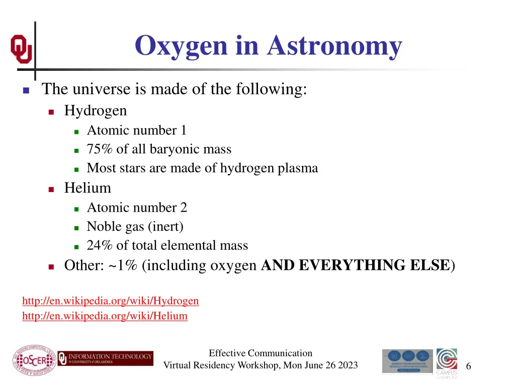 oxygen in astronomy