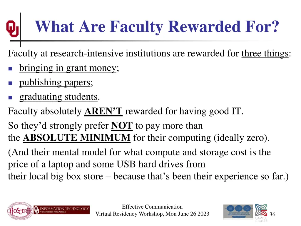 what are faculty rewarded for