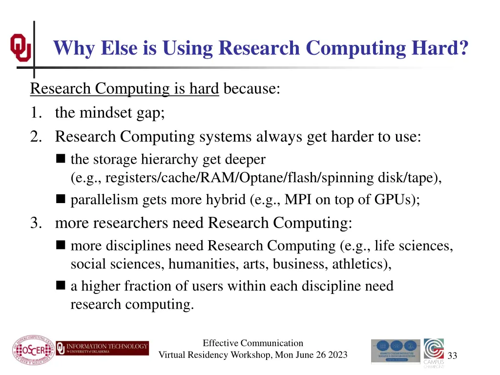 why else is using research computing hard