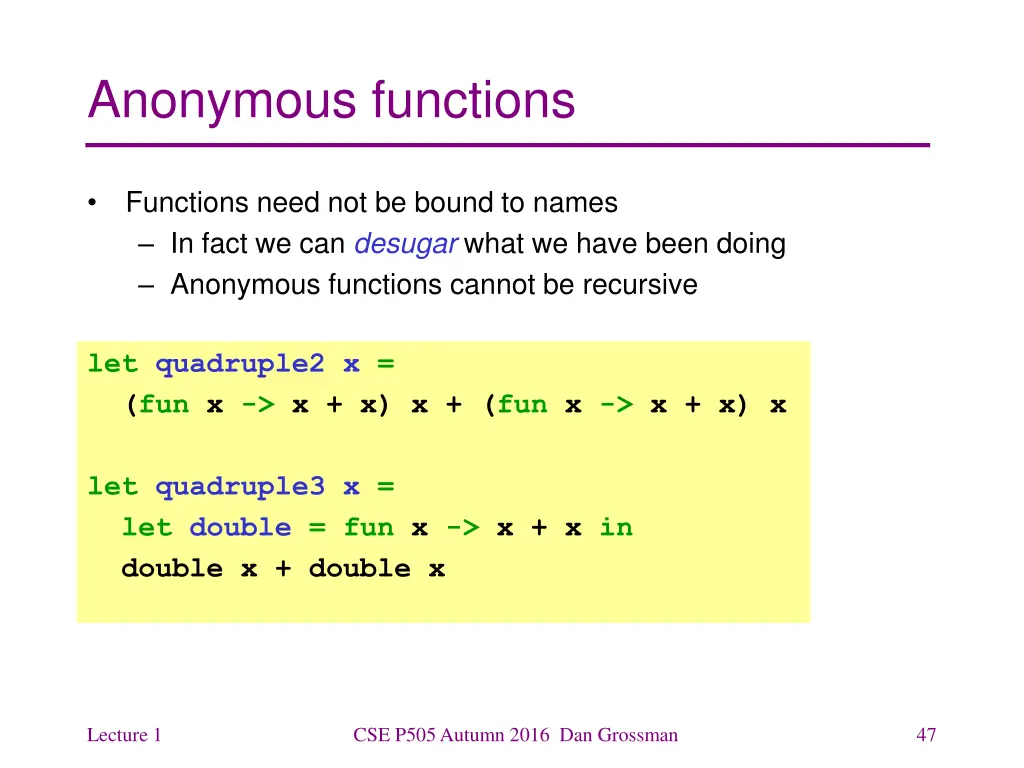 anonymous functions