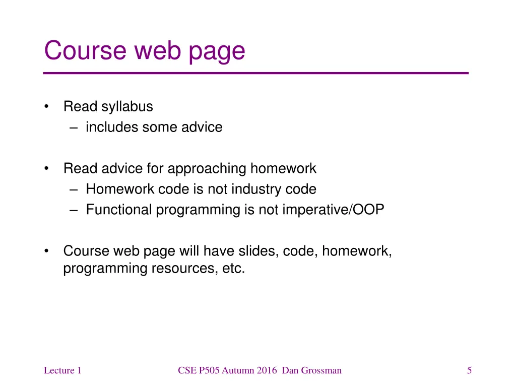 course web page