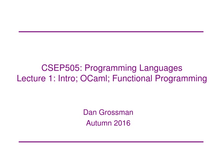 csep505 programming languages lecture 1 intro