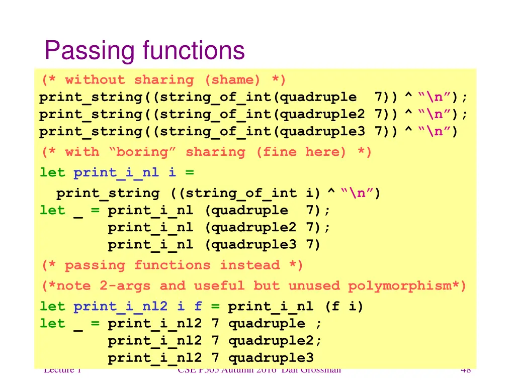 passing functions