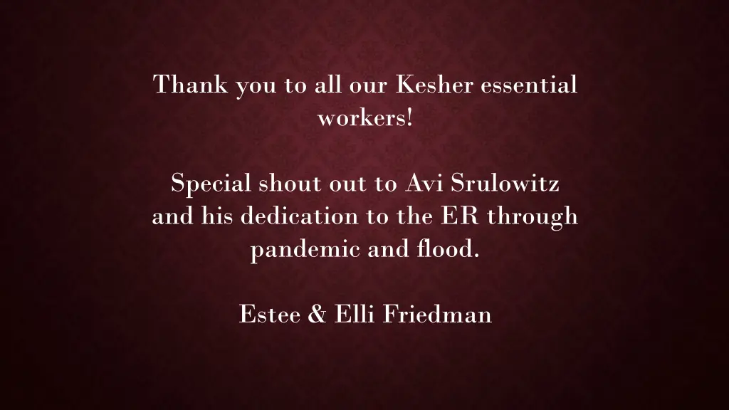 thank you to all our kesher essential workers