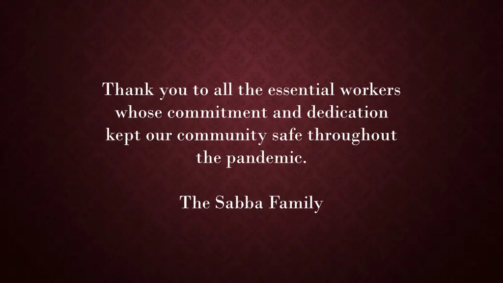 thank you to all the essential workers whose