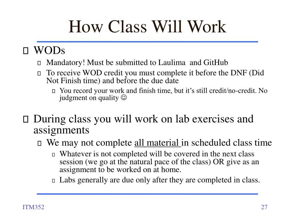 how class will work