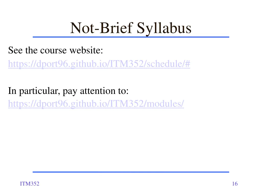 not brief syllabus