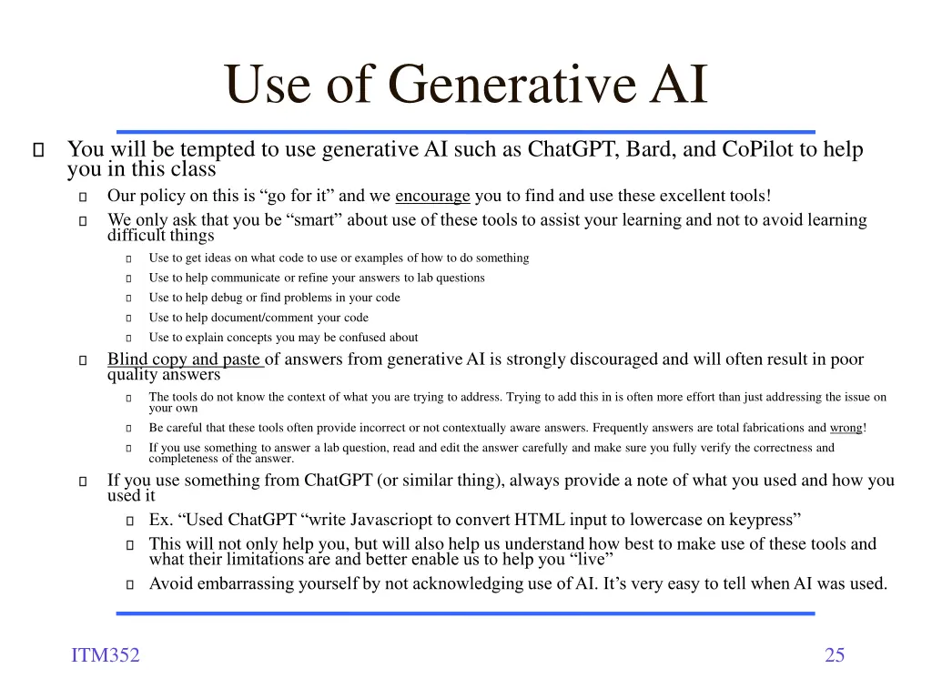 use of generative ai