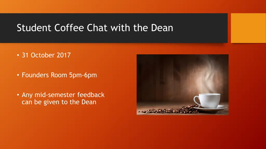 student coffee chat with the dean