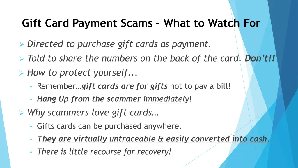 gift card payment scams what to watch for