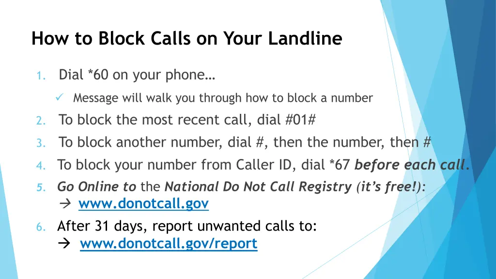 how to block calls on your landline