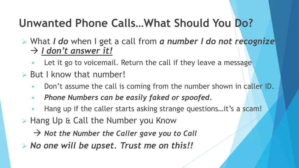 unwanted phone calls what should you do