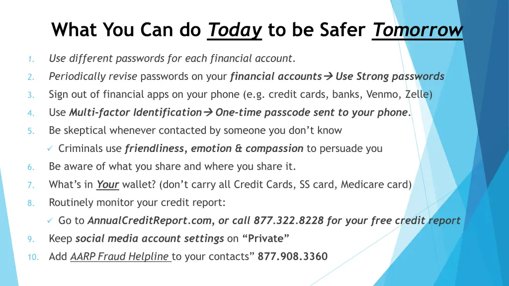 what you can do today to be safer tomorrow