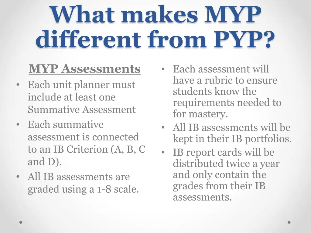 what makes myp different from pyp 1