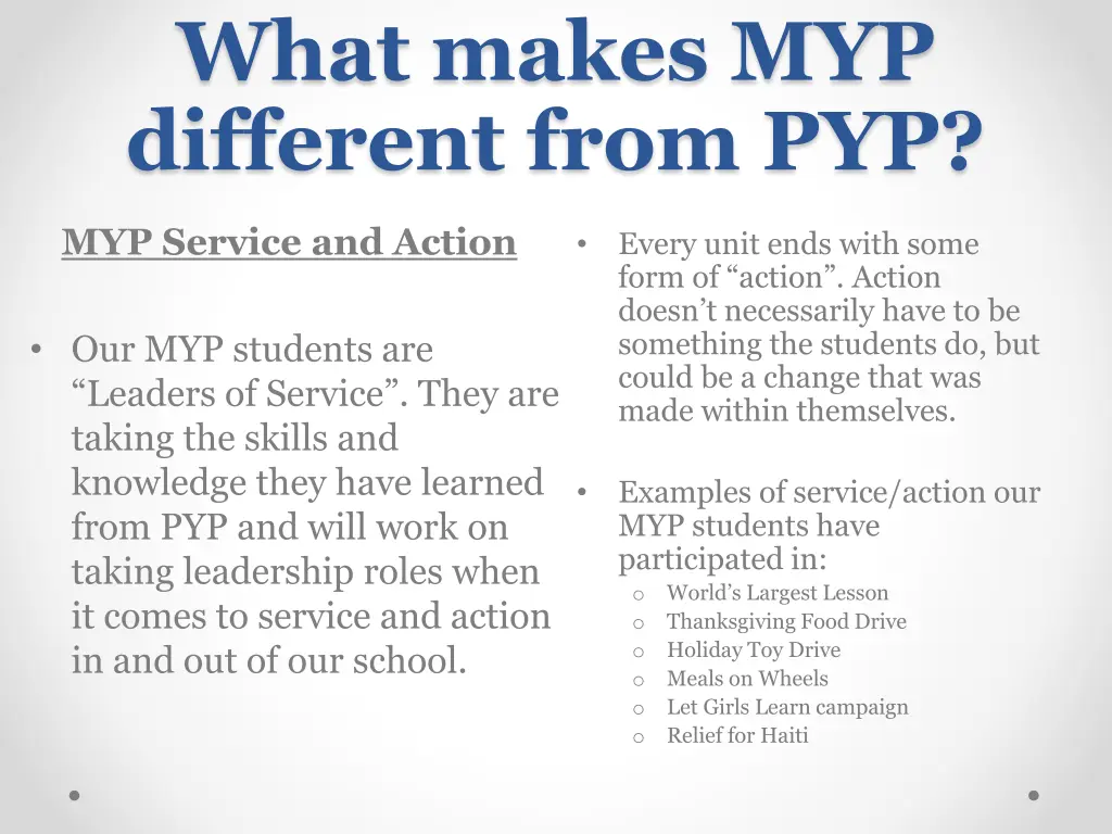 what makes myp different from pyp 2