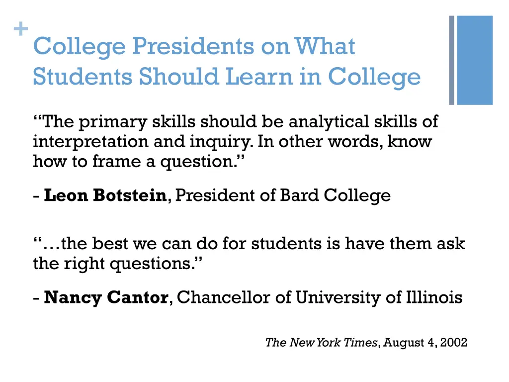 college presidents on what students should learn