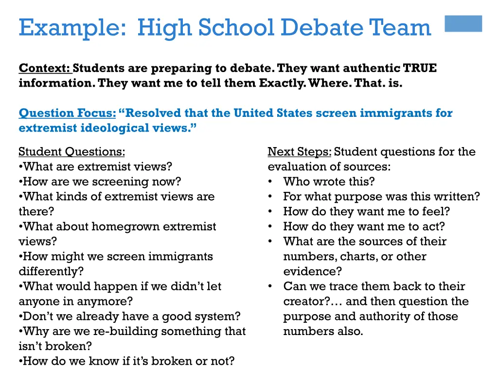 example high school debate team