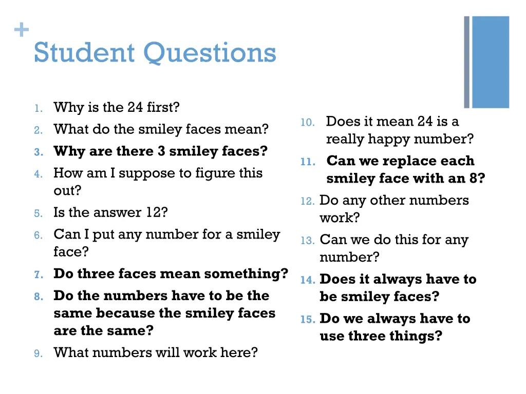 student questions 1