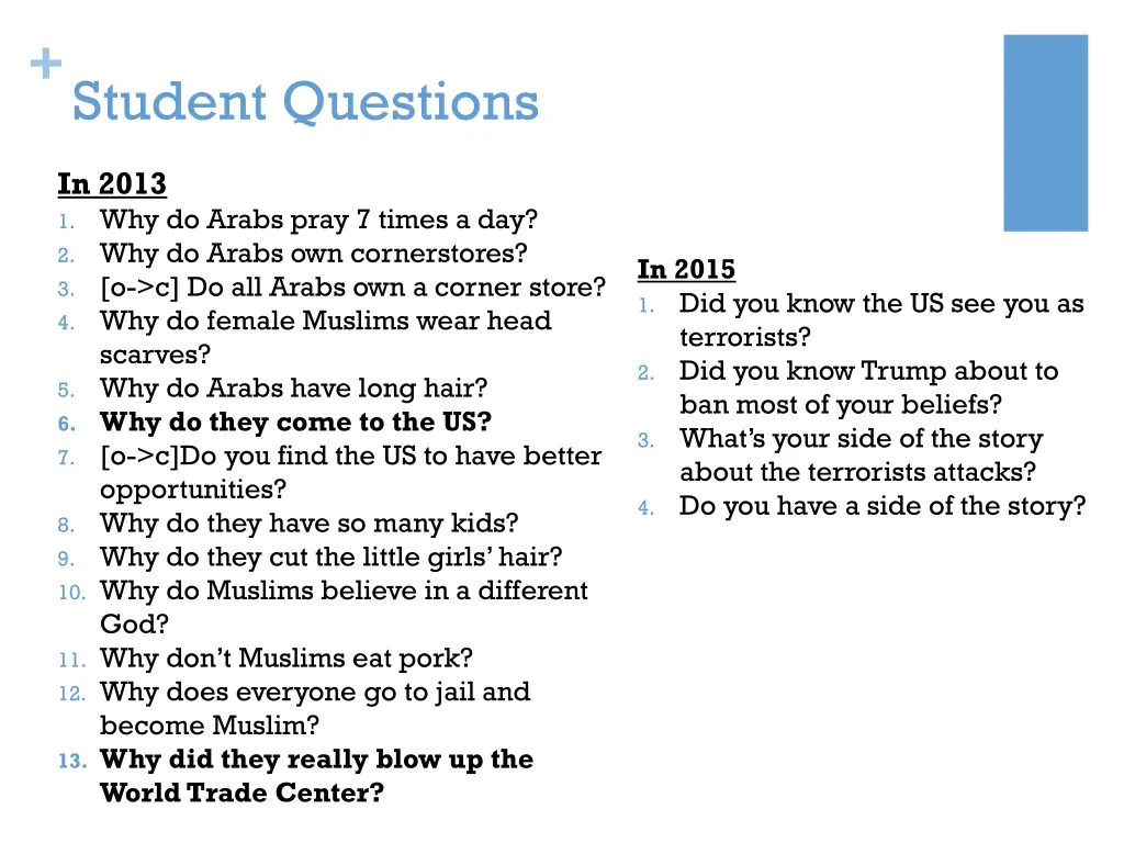 student questions 3