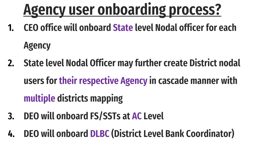 agency user onboarding process ceo office will