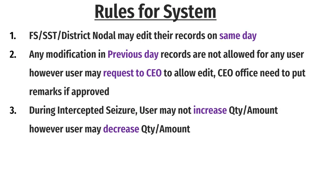 rules for system