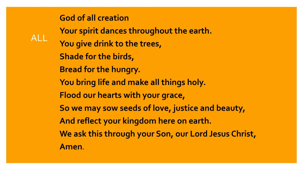 god of all creation your spirit dances throughout