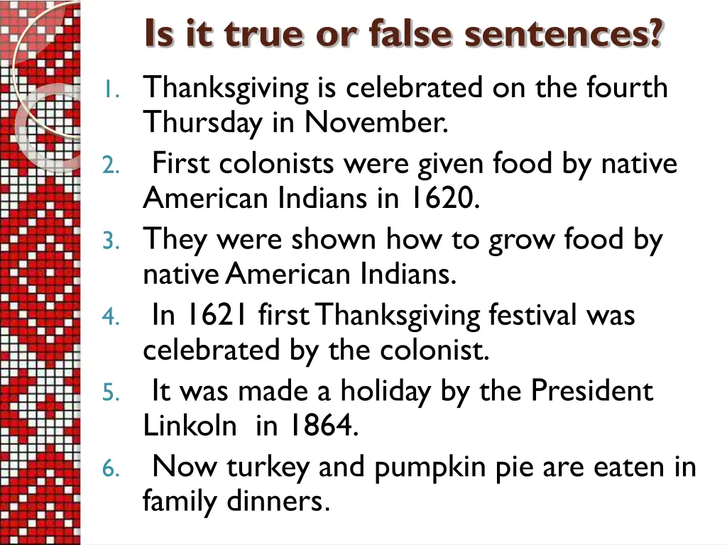 is it true or false sentences