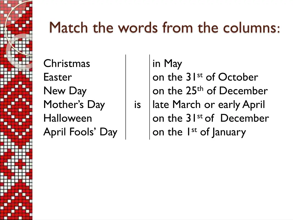 match the words from the columns