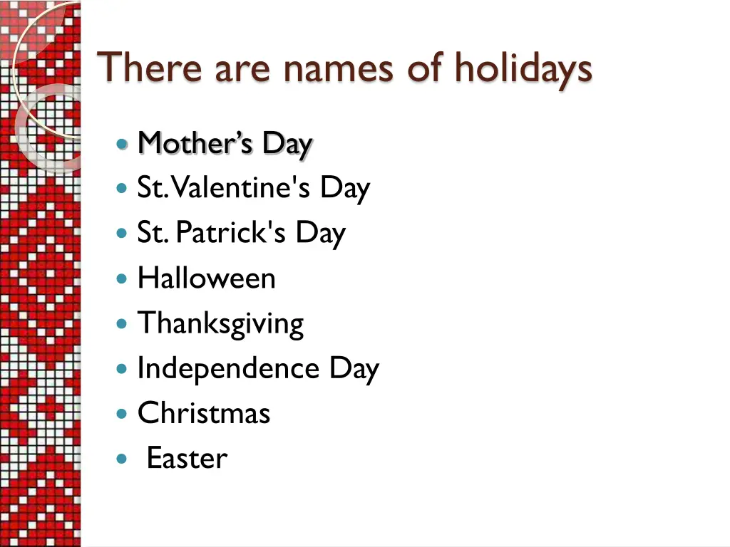 there are names of holidays 1