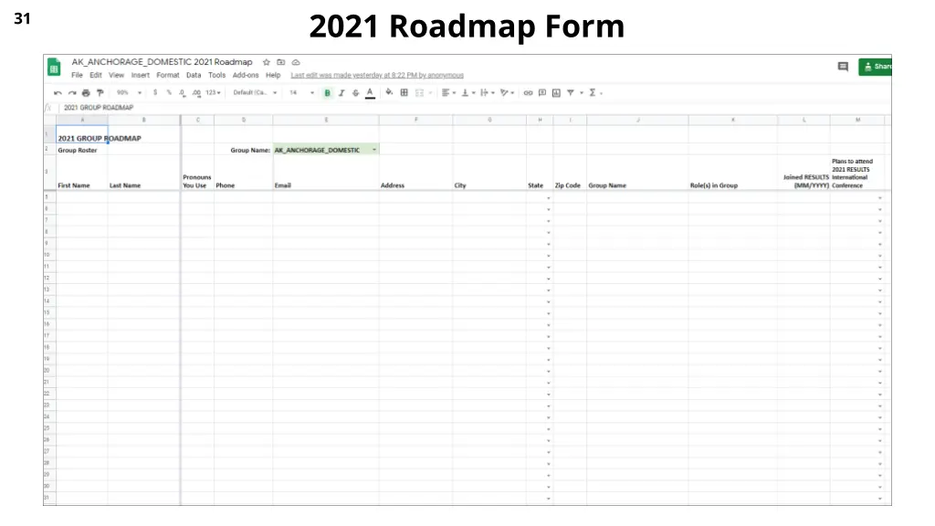 2021 roadmap form