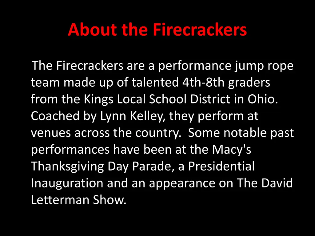 about the firecrackers