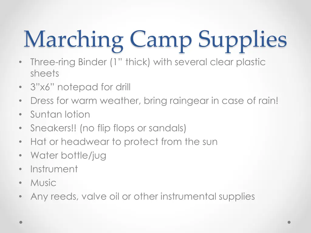 marching camp supplies three ring binder 1 thick