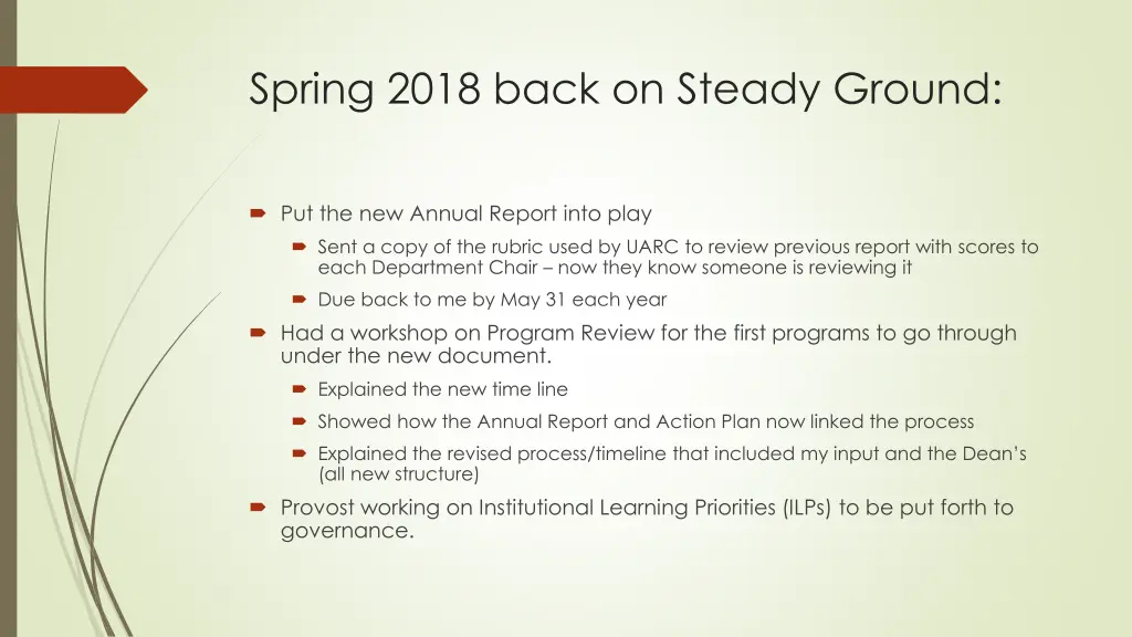 spring 2018 back on steady ground